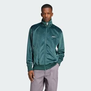 adidas Monogram Trefoil All Over Logo Velour Track Jacket Green Mens Sz Small